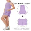 Aurgelmir Girls Crewneck Sleeveless Tennis Dresses Kids Workout Cute Outfits Tank Golf Dresses with Shorts Pocket Purple view 4