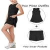 Aurgelmir Girls Crewneck Sleeveless Tennis Dresses Kids Workout Cute Outfits Tank Golf Dresses with Shorts Pocket Black view 4