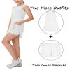 Aurgelmir Girls Crewneck Sleeveless Tennis Dresses Kids Workout Cute Outfits Tank Golf Dresses with Shorts Pocket White view 4