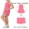 Aurgelmir Girls Crewneck Sleeveless Tennis Dresses Kids Workout Cute Outfits Tank Golf Dresses with Shorts Pocket Pink view 4