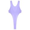 Linjinx Womens Oil Glossy See Through Shaping Leotard One Piece Swimsuit High Cut Bodysuit Thong Purple Medium view 4