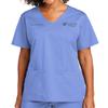 Custom Emroidered Scrub Top Add Your Embroidery Text Name Women's Workflex Mock Wrap Top Ceil Blue view 1