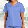 Custom Emroidered Scrub Top Add Your Embroidery Text Name Women's Workflex Mock Wrap Top Ceil Blue view 3