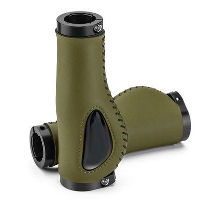 Bike Handle Grips 22x130mm Dead Fly Bike Grips Non-Slip PVC Microfiber Silicone Leather Ergonomic Hand-Sewn Double Lock-on Handlebar Lever for MTB,Road Bike (Green)