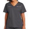 Custom Emroidered Scrub Top Add Your Embroidery Text Name Women's Workflex Mock Wrap Top Pewter view 1