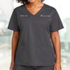 Custom Emroidered Scrub Top Add Your Embroidery Text Name Women's Workflex Mock Wrap Top Pewter view 3