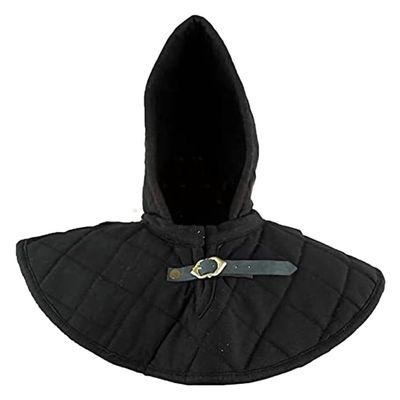 Gambeson Hoodie Gambeson Cotton Hood With Coller SCA Costume Armor Medieval Cotton Hood With Coller SCA Larp by ITS Medieval (Standard Size, Black) IM-0539