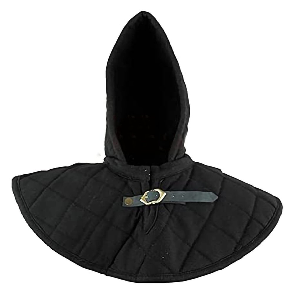 Gambeson Hoodie Gambeson Cotton Hood With Coller SCA Costume Armor Medieval Cotton Hood With Coller SCA Larp by ITS Medieval (Standard Size, Black) IM-0539