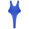 Linjinx Womens Oil Glossy See Through Shaping Leotard One Piece Swimsuit High Cut Bodysuit Thong Blue Large view 3