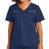 TEEAMORE Custom Emroidered Scrub Top Add Your Embroidery Name Text Women's Workflex Medical Mock Wrap Top Navy view 1
