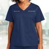 TEEAMORE Custom Emroidered Scrub Top Add Your Embroidery Name Text Women's Workflex Medical Mock Wrap Top Navy view 4