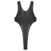 Linjinx Womens Oil Glossy See Through Shaping Leotard One Piece Swimsuit High Cut Bodysuit Thong Black Medium view 4