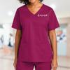 TEEAMORE Custom Emroidered Scrub Top Add Your Embroidery Name Text Women's Workflex Medical Mock Wrap Top Wine view 2