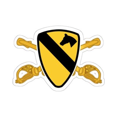 Kiss-Cut Stickers - Army - 1st Cavalry Division - SSI w Br X 300 (6"x6", Transparent)