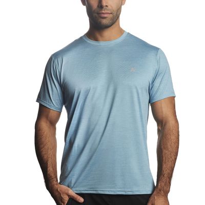 Arctic Cool Mens Crew Neck Instant Cooling Moisture Wicking Performance UPF 50+ Short Sleeve Shirt | Lightweight Breathable Tshirt for Running, Workout, Exercise, Fishing, Coastal Blue Fusion, XL