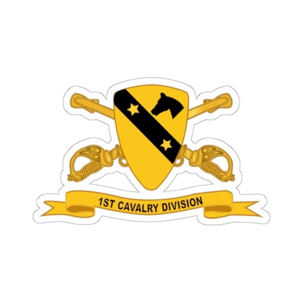 Kiss-Cut Stickers - Army - 1st Cavalry Division - DUI w Br - Ribbon (6"x6", Transparent)