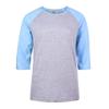Women's Baseball Quarter Sleeve Tee Shirt (S, Light Heather/Light Blue) view 1