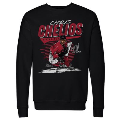 500 LEVEL Chris Chelios Sweatshirt (Crew Sweatshirt, XX-Large, Black) - Chris Chelios Chicago Comet WHT