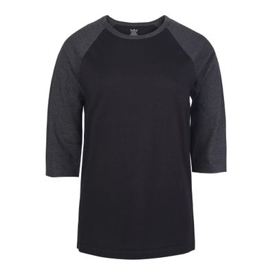 Women's Baseball Quarter Sleeve Tee Shirt (M, Black/Charcoal)