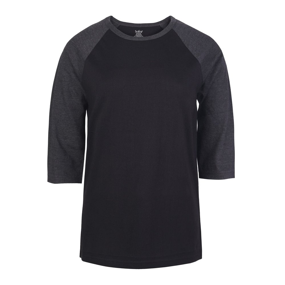 Women's Baseball Quarter Sleeve Tee Shirt (M, Black/Charcoal)