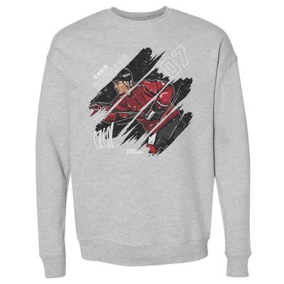 500 LEVEL Chris Chelios Sweatshirt (Crew Sweatshirt, XX-Large, Heather Gray) - Chris Chelios Stripes WHT