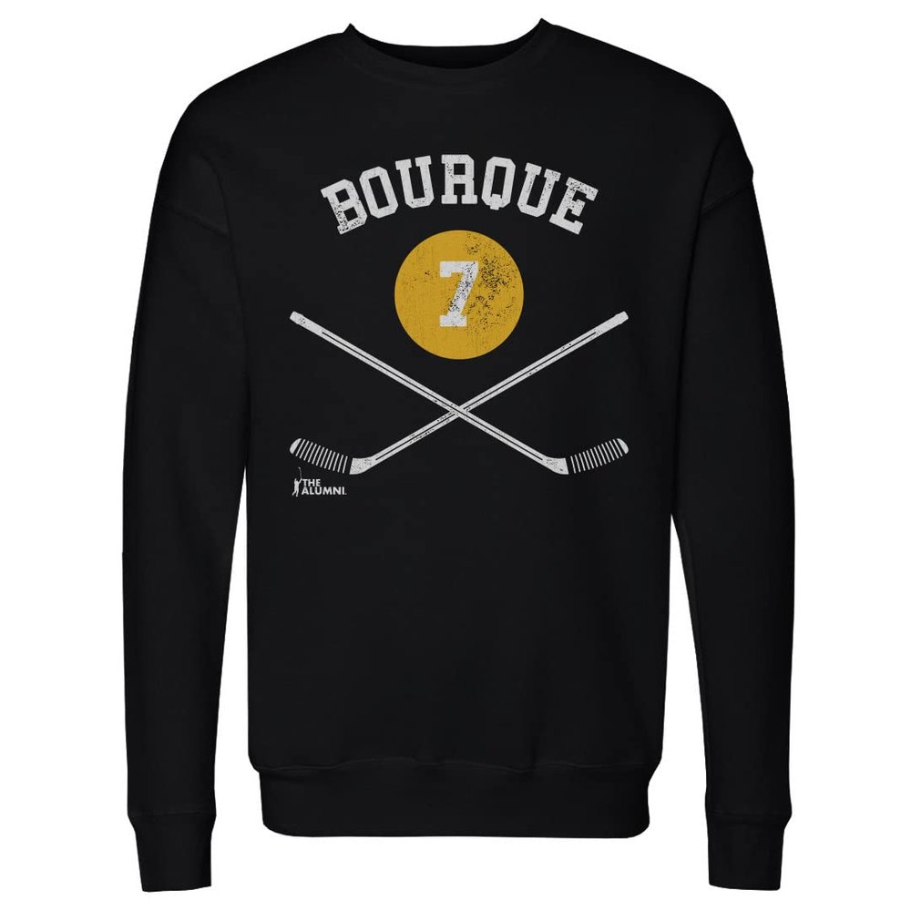 500 LEVEL Ray Bourque Sweatshirt (Crew Sweatshirt, XX-Large, Black) - Ray Bourque Boston 7 Sticks WHT
