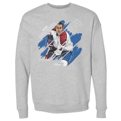500 LEVEL Jean Beliveau Sweatshirt (Crew Sweatshirt, XX-Large, Heather Gray) - Jean Beliveau Stripes WHT