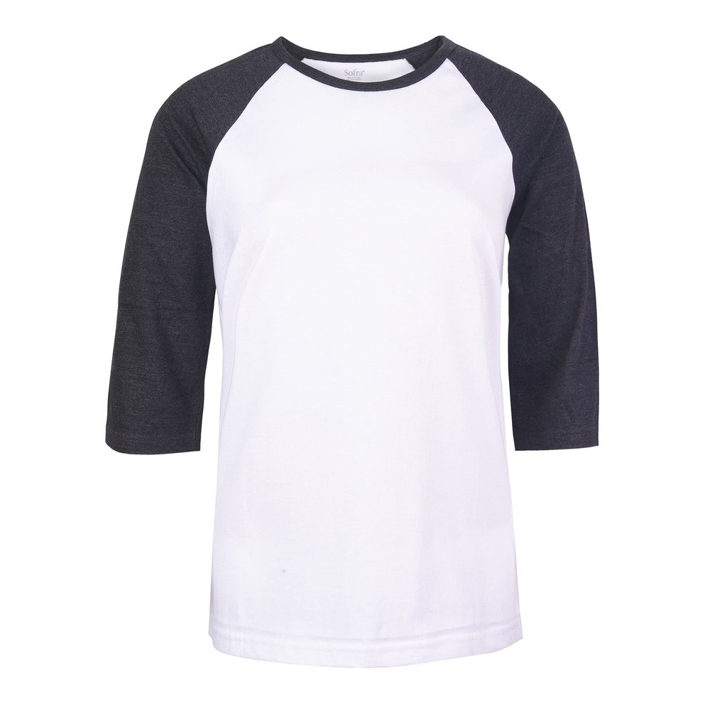 Women's Baseball Quarter Sleeve Tee Shirt (S, White/Charcoal)