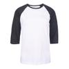 Women's Baseball Quarter Sleeve Tee Shirt (S, White/Charcoal) view 1