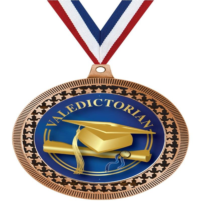2.75" Valedictorian Medal Awards, Bronze Vega Valedictorian Team Trophy Awards Includes Free Neck Ribbon 50 Pack Prime