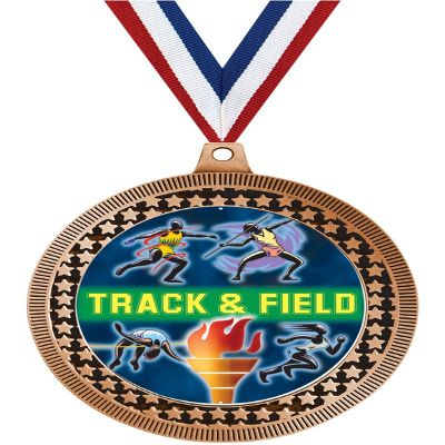 2.75" Track & Field Medal Awards, Bronze Vega Track & Field Team Trophy Awards Includes Free Neck Ribbon 100 Pack Prime