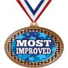 2.75" Most Improved Bronze Vega Medal Award, Team Trophy Award with Free Neck Ribbon 100 Pack Prime view 1