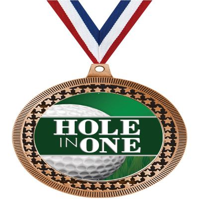 2.75" Bronze Vega Hole in One Golf Medal Awards, Team Trophy Awards with Free Neck Ribbon 50 Pack Prime
