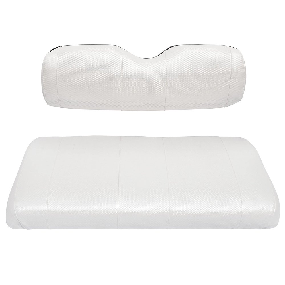Seat Cover Replacement for Club Car Precedent Golf Cart - Front Bench Seat - Premium Marine Vinyl - 5 Panel Stitching - Staple On Installation - Two-Tone Golf Cart Seat Covers (White)
