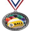 2.75" 9 Ball Medal Awards, Silver Vega 9 Ball Team Trophy Awards Includes Free Neck Ribbon 20 Pack Prime view 1