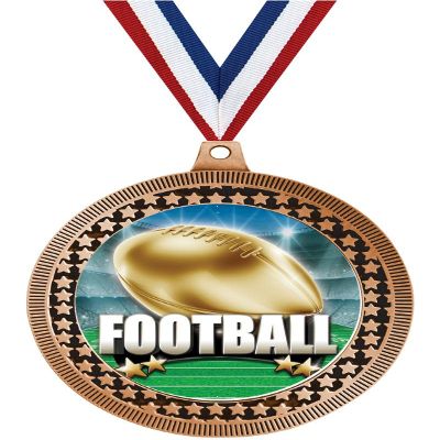 2.75" Football Titan Series Award Medals, Bronze Vega Football Titan Series Team Trophy Awards Includes Free Neck Ribbon 50 Pack
