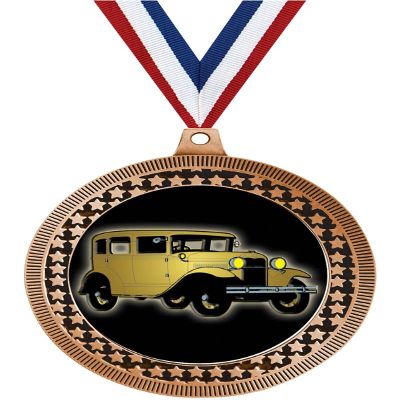 2.75" Antique Car Medal Awards, Bronze Vega Antique Car Team Trophy Awards Includes Free Neck Ribbon 50 Pack Prime