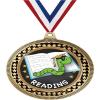 2.75" Reading Book Worm Medal Awards, Gold Vega Reading Book Worm Team Trophy Awards Includes Free Neck Ribbon 50 Pack Prime view 1