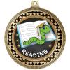 2.75" Reading Book Worm Medal Awards, Gold Vega Reading Book Worm Team Trophy Awards Includes Free Neck Ribbon 50 Pack Prime view 2