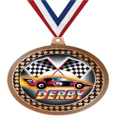 2.75" Derby Medal Awards, Bronze Vega Derby Team Trophy Awards Includes Free Neck Ribbon 10 Pack Prime