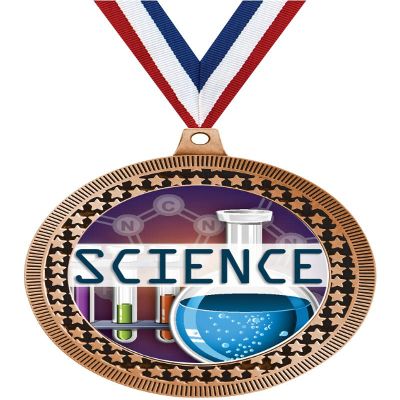 2.75" Science Beaker Medal Awards, Bronze Vega Science Beaker Team Trophy Awards Includes Free Neck Ribbon 50 Pack Prime