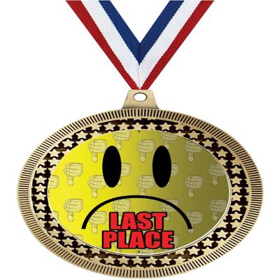 2.75" Funny Last Place Medal Awards, Gold Vega Funny Last Place Team Trophy Awards Includes Free Neck Ribbon 100 Pack Prime