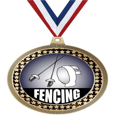 2.75" Fencing Medal Awards, Gold Vega Fencing Team Trophy Awards Includes Free Neck Ribbon 50 Pack Prime