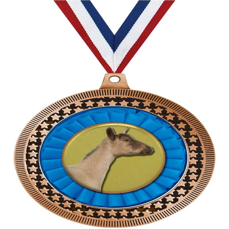 2.75" Dairy Goat Medal Awards, Bronze Vega Dairy Goat Team Trophy Awards Includes Free Neck Ribbon 50 Pack Prime