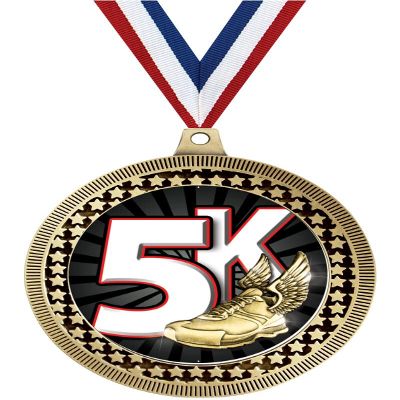 2.75" 5K Medal Awards, Gold Vega 5K Team Trophy Awards Includes Free Neck Ribbon 50 Pack Prime