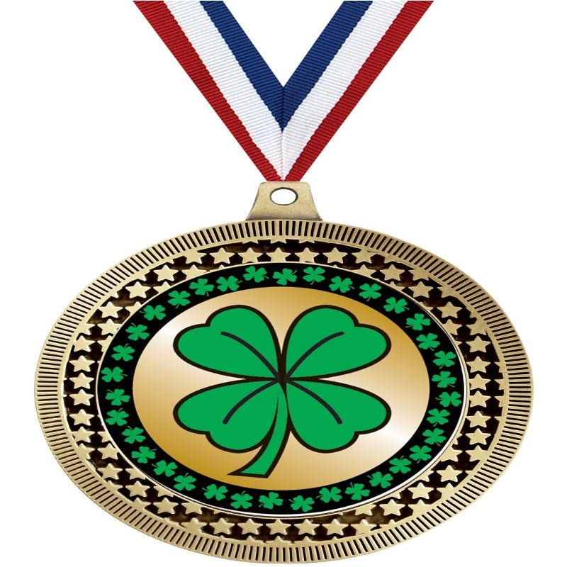 2.75" Clover Medal Awards, Gold Vega Clover Team Trophy Awards Includes Free Neck Ribbon 50 Pack Prime