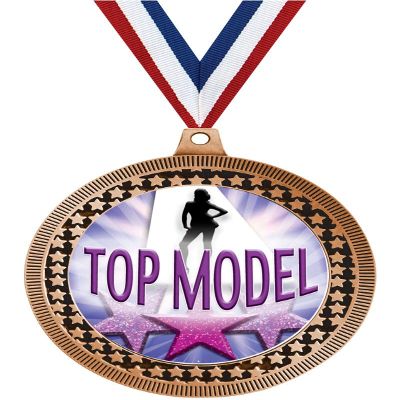 2.75" Beauty Top Model Medal Awards, Bronze Vega Beauty Top Model Team Trophy Awards Includes Free Neck Ribbon 50 Pack Prime
