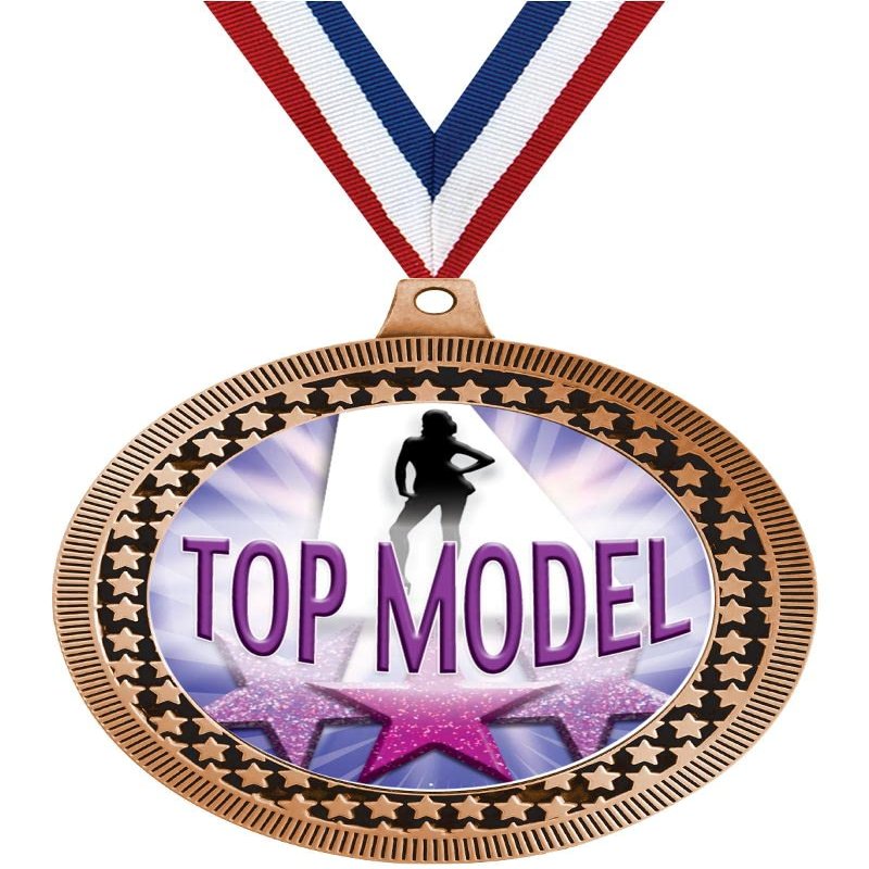 2.75" Beauty Top Model Medal Awards, Bronze Vega Beauty Top Model Team Trophy Awards Includes Free Neck Ribbon 50 Pack Prime