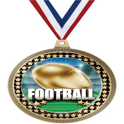 2.75" Football Titan Series Medal Awards, Gold Vega Football Titan Series Team Trophy Awards Includes Free Neck Ribbon 50 Pack Prime