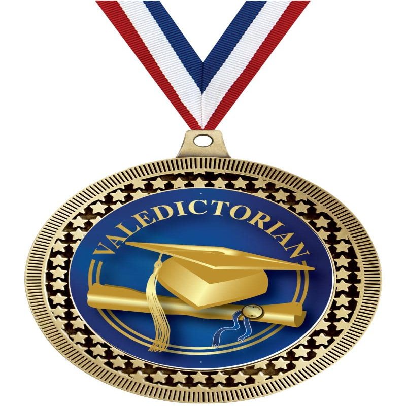 2.75" Valedictorian Medal Awards, Gold Vega Valedictorian Team Trophy Awards Includes Free Neck Ribbon 50 Pack Prime